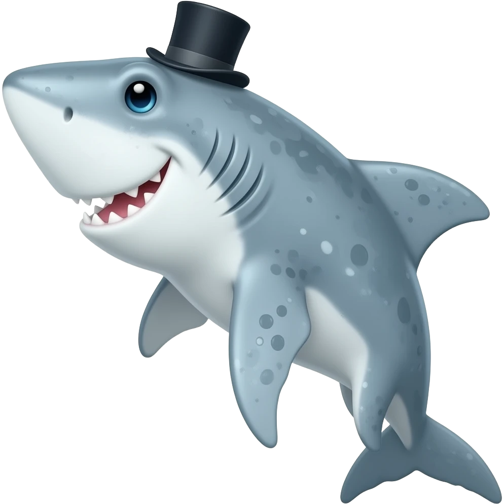 Shark with a top hat emoji