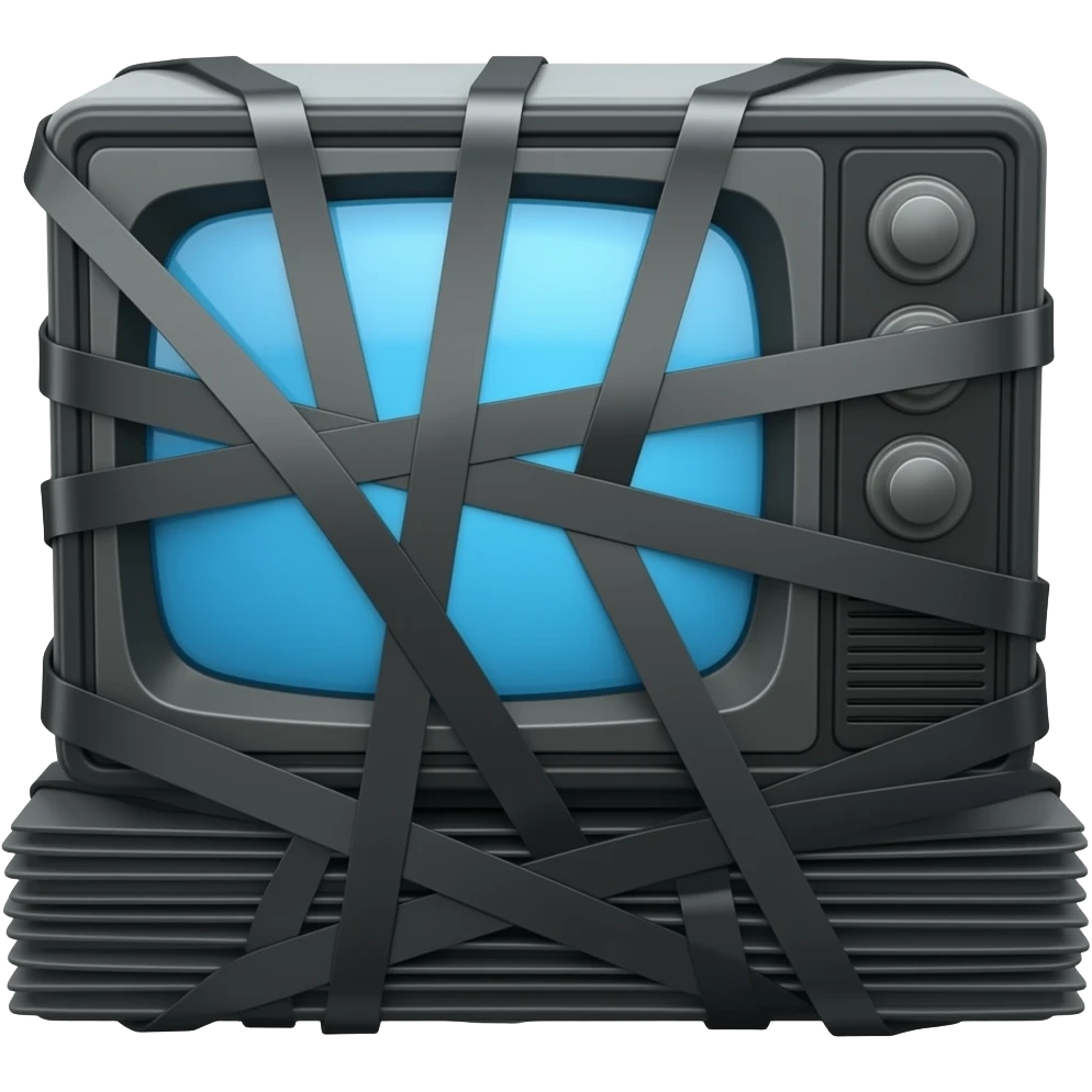 Black sheets wrapped on TV & computer emoji