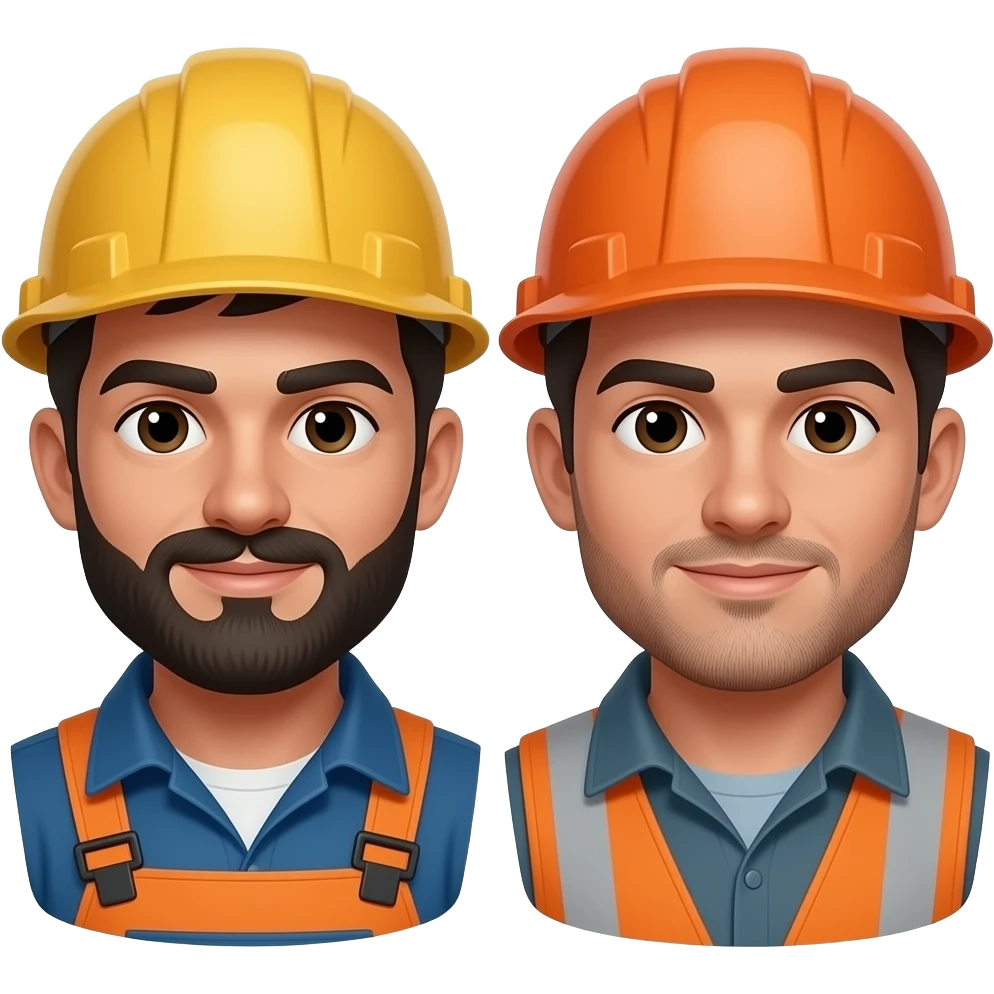 2 male migrant workers with beards and stubble emoji