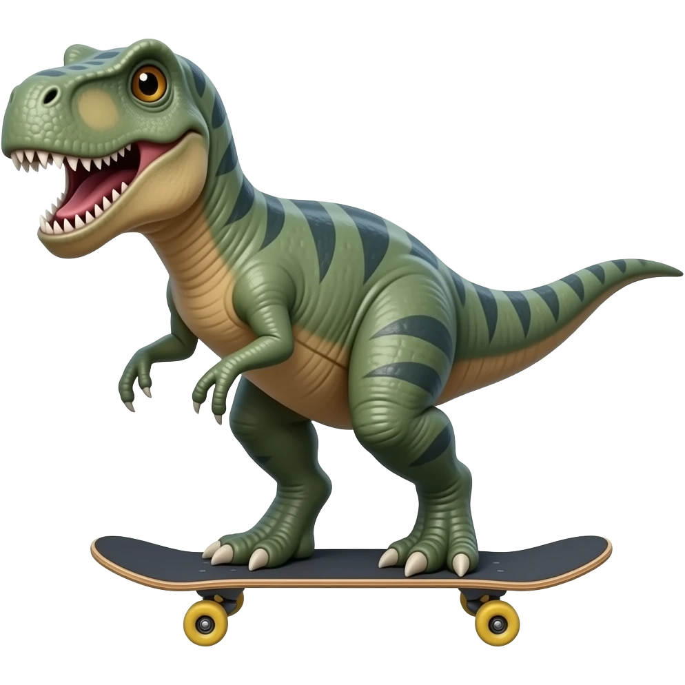 Dinosaur on a skateboard emoji