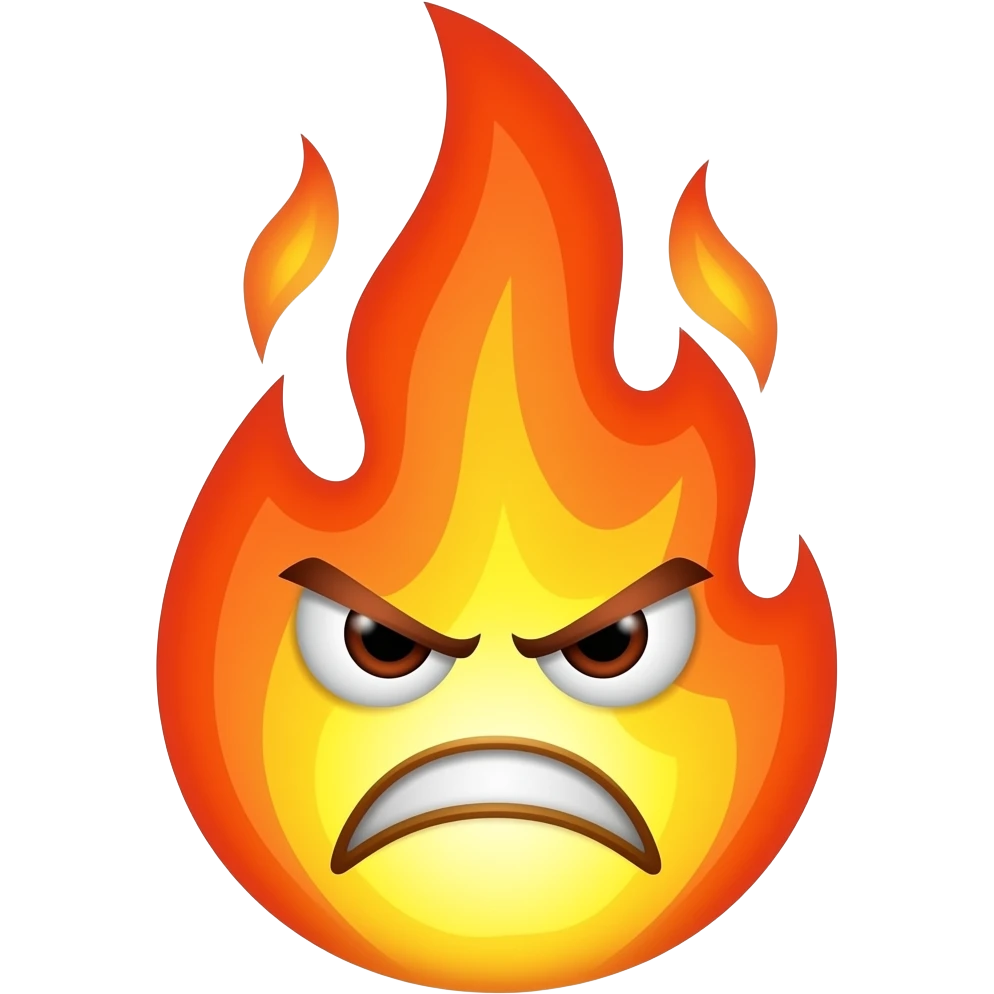 flamme avec expression de visage fâché emoji