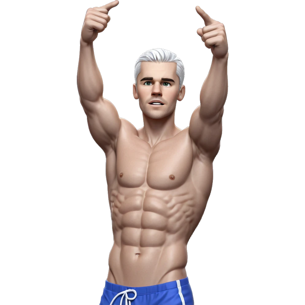 muscular white haired man emoji