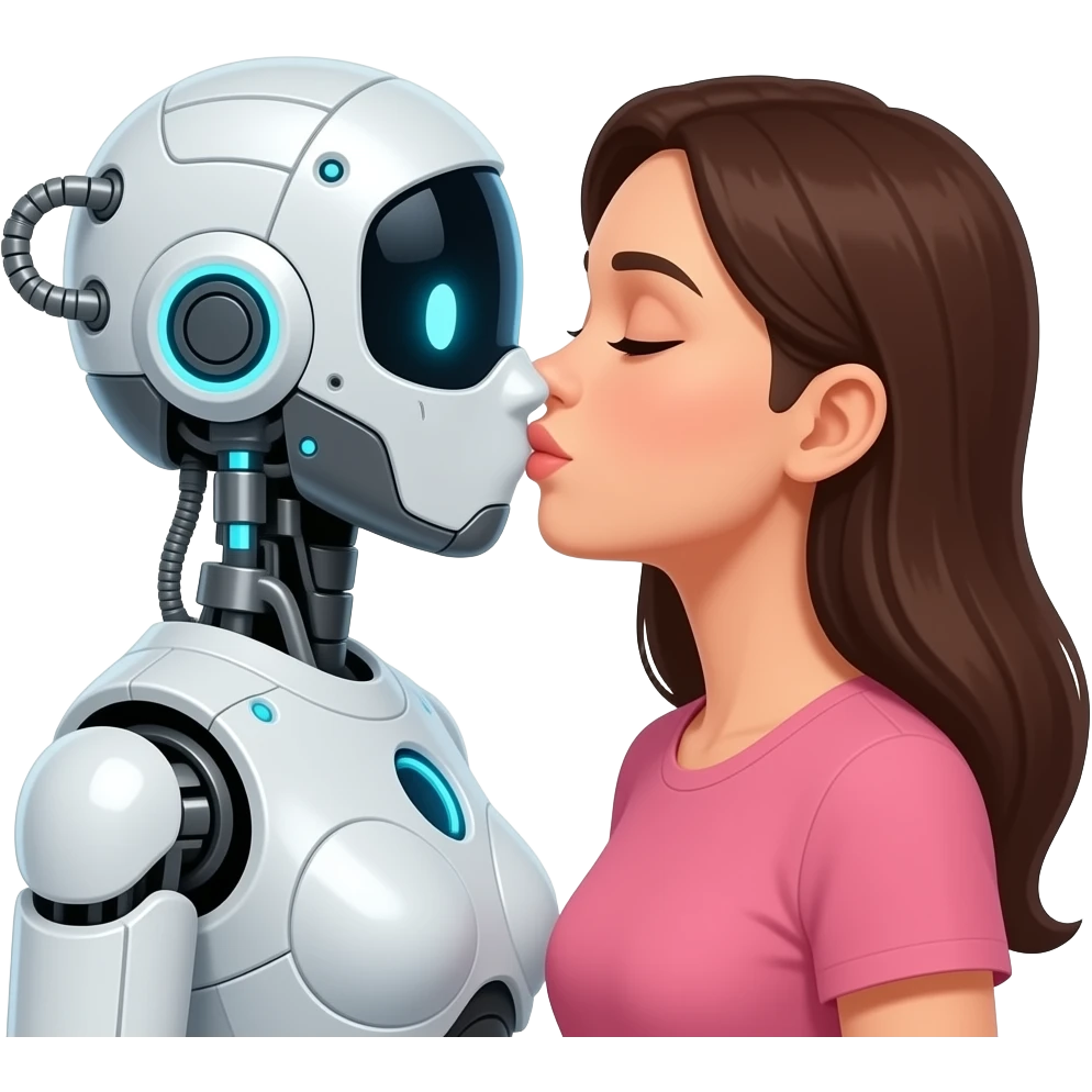 Kissing Gemini (make Gemini a Feminine ai robot with her logo as her head).). emoji