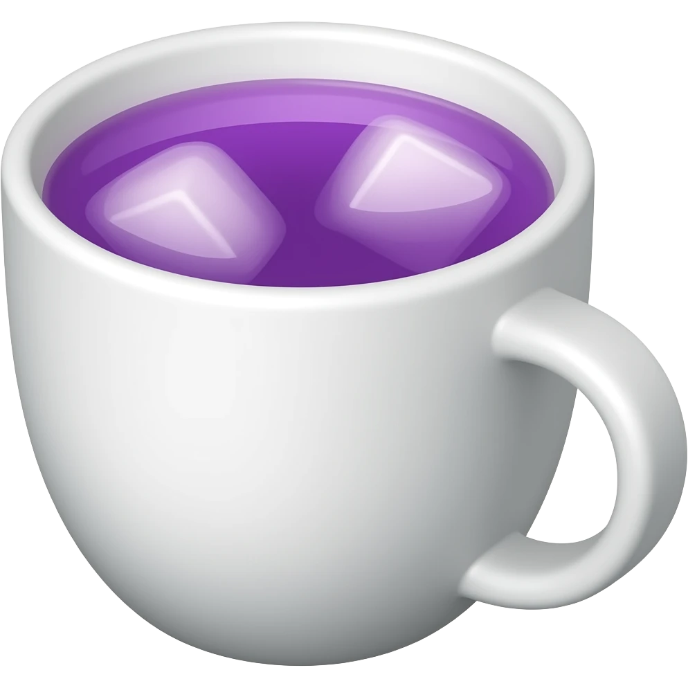 white cup w purple Drink in it and ice emoji