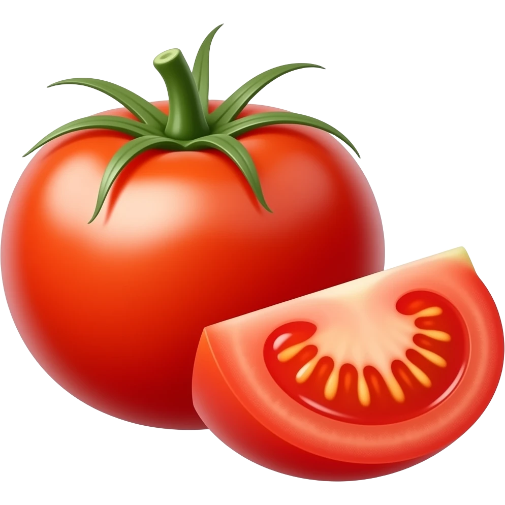 ripe whole and sliced Tomato emoji