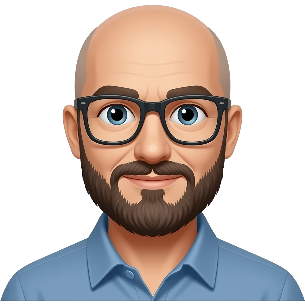 Bald man with beard and glasses emoji