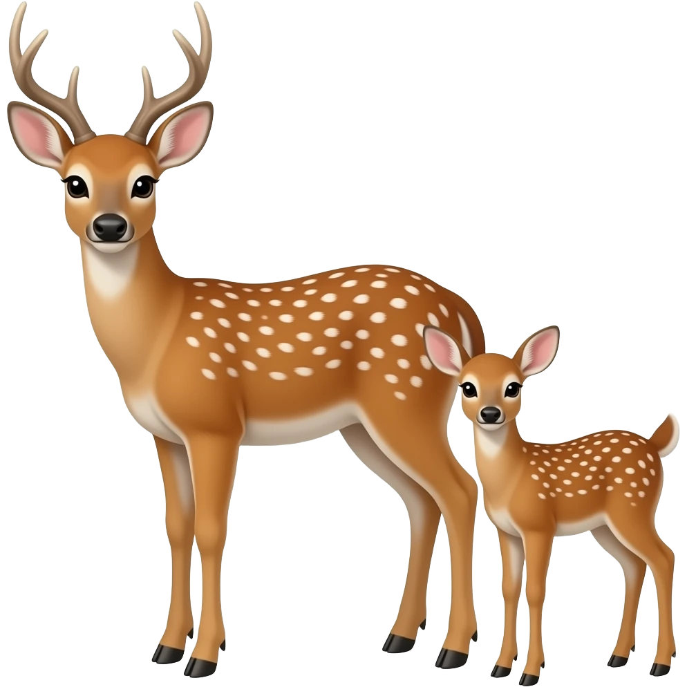 Deer mom and fawn emoji