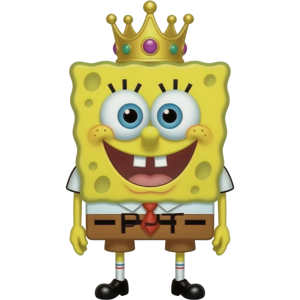 Bob esponja coroa escrita nele FPTin preto em tema sofisticado rosa e dourado emoji