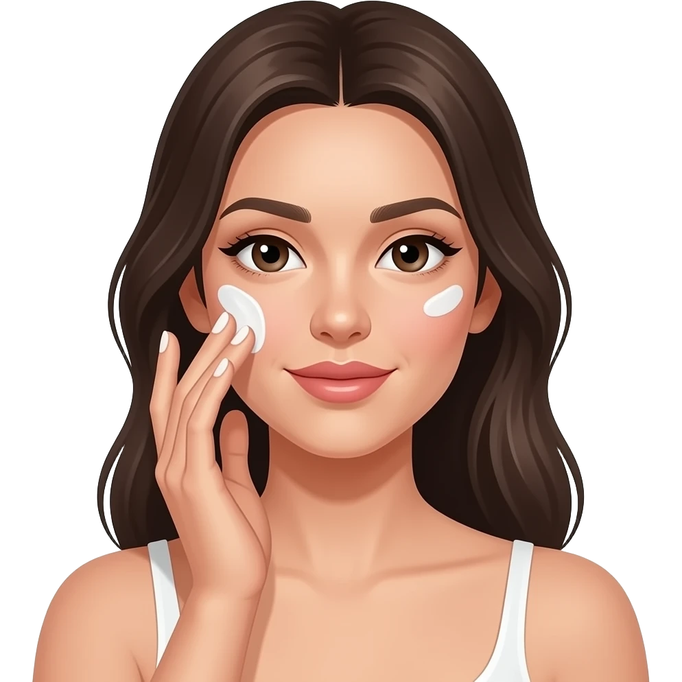mujer piel blanca, cabbelo café liso autocuidado de si misma Coquette femenina emoji