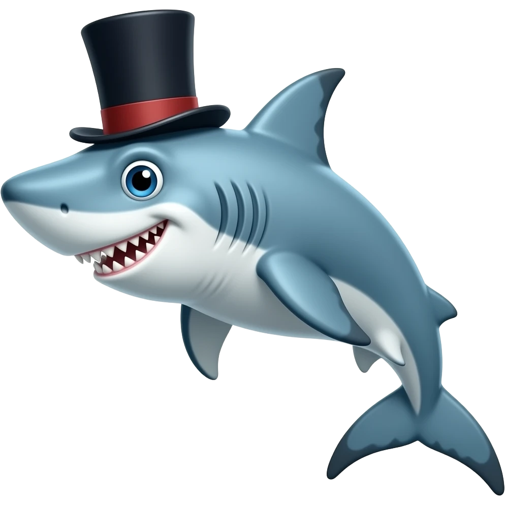 Shark with a top hat emoji