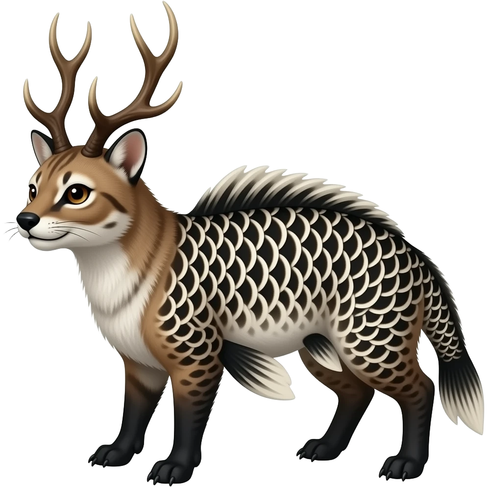 dark edgy Damask mutant koi-civet-genet-hybrid with antlers emoji