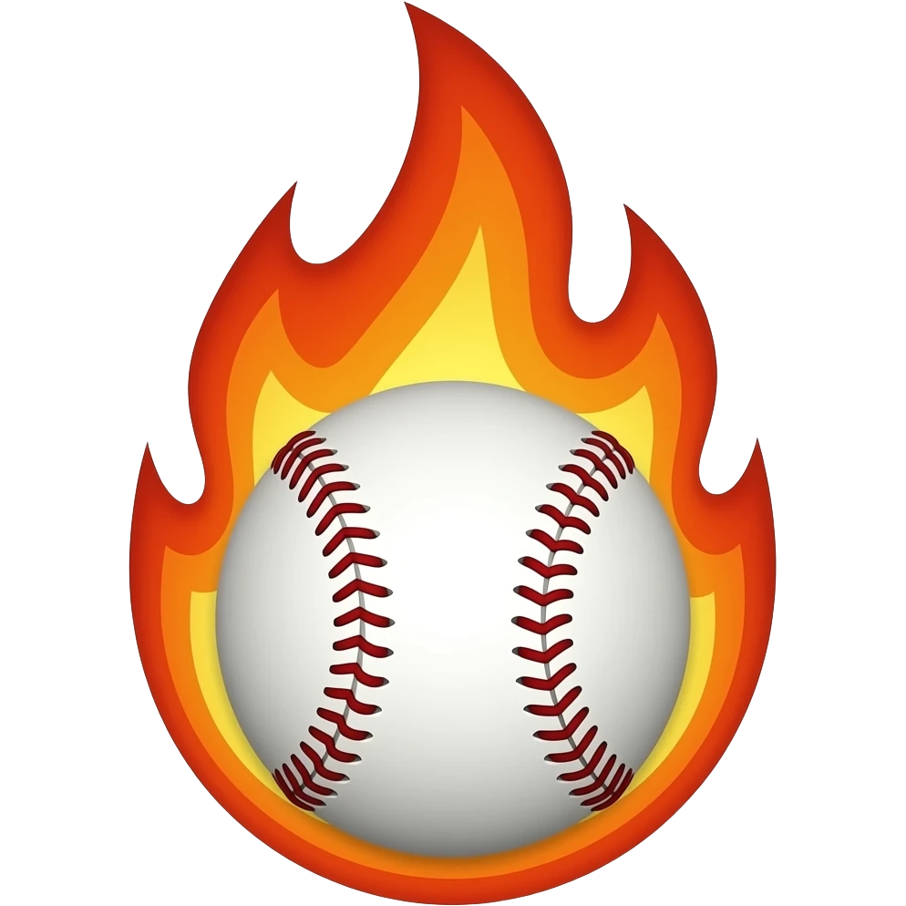 flaming baseball face emoji