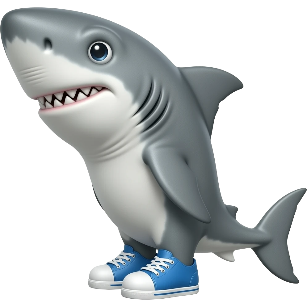 Make a grey shark wear blue shoes emoji