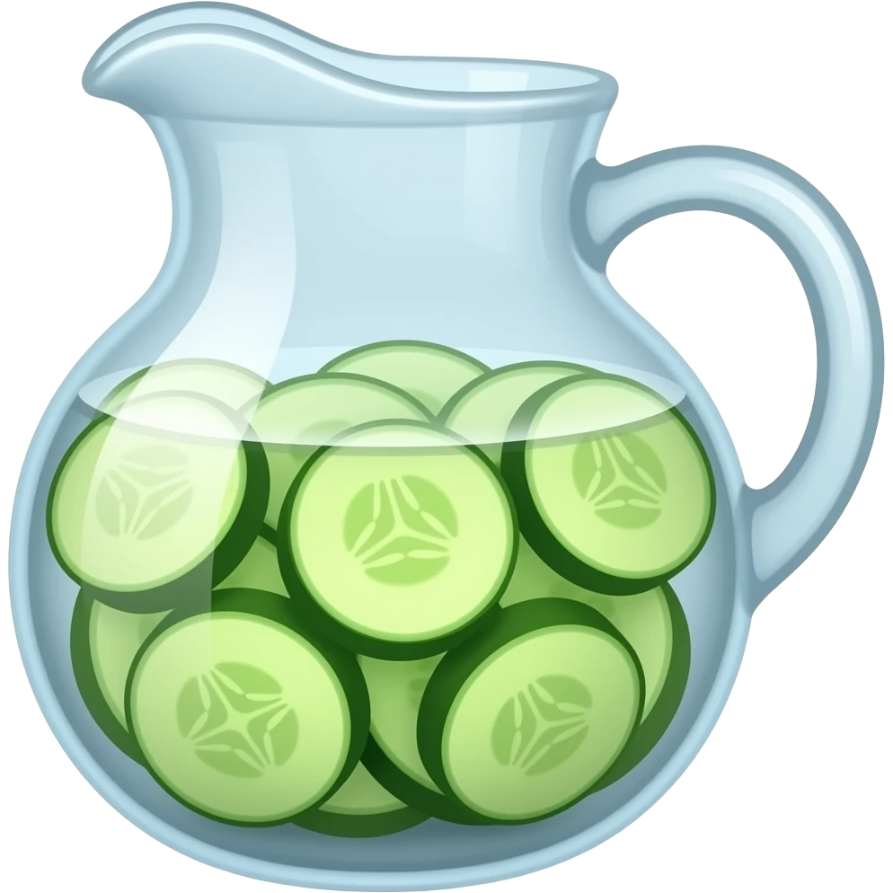 a big jug made of glass with cucumber pieces inside emoji