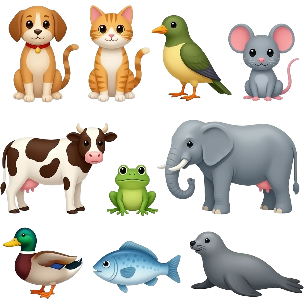 🐕🐈🐦🐁🐄🐸🐘🦆🐟🦭 emoji