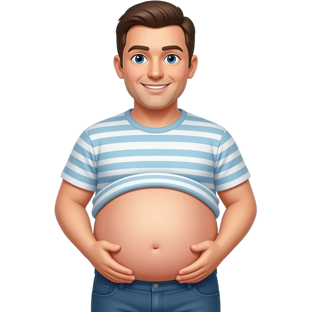 Man with a big round pregnant belly emoji