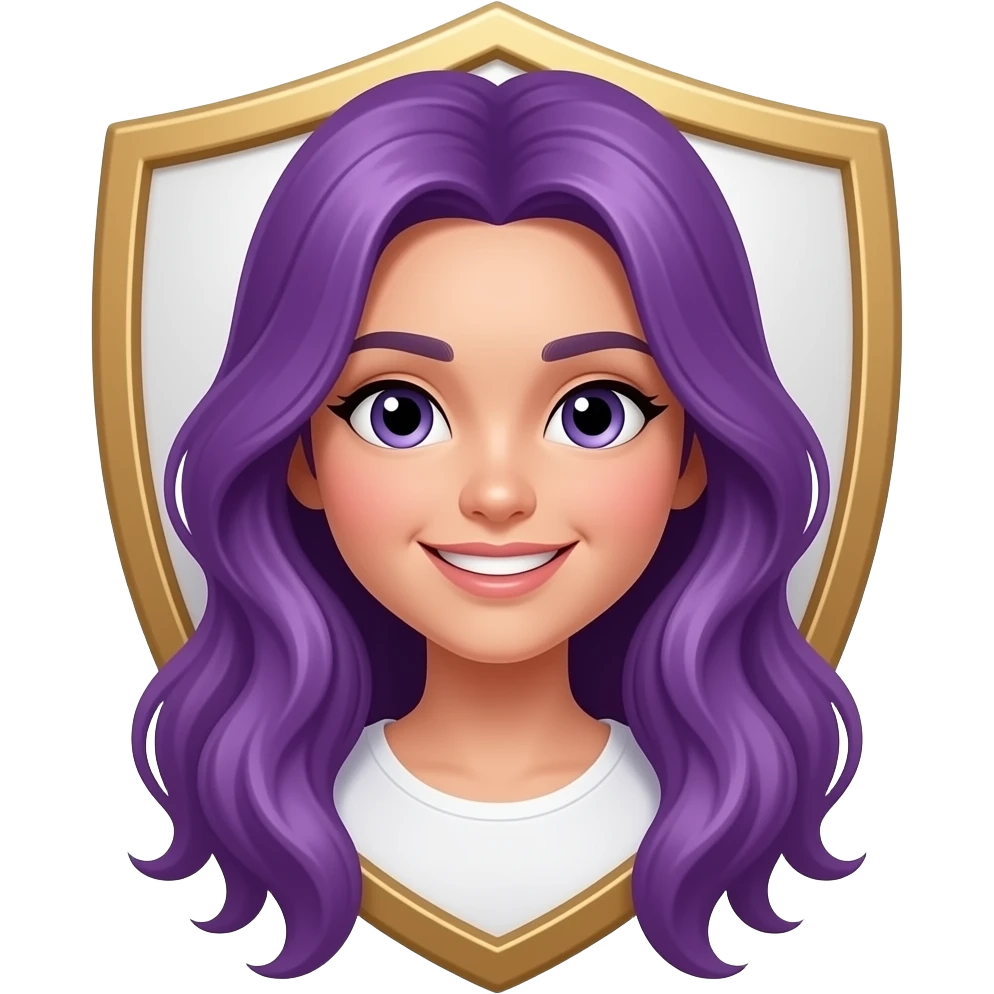 girl with long purple hair with happy eastern shield emoji