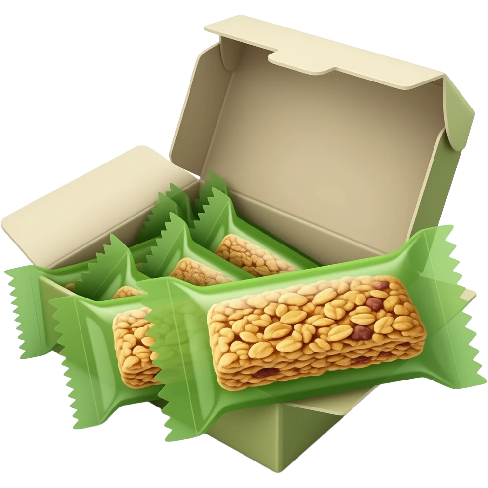rectangular grocery store green cardboard box of heathy granola bars ...
