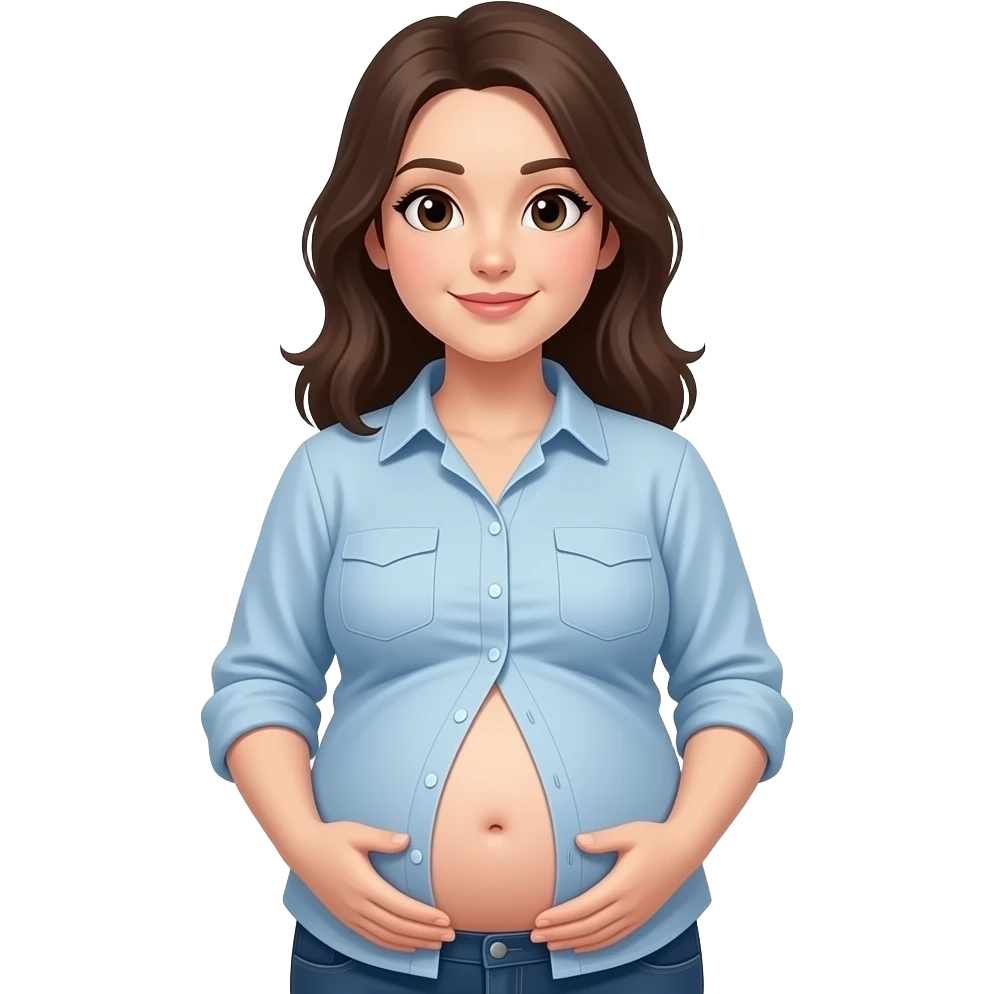 Showing a girl’s big full stomach with a bellybutton going peekaboo and her shrunk shirt losing the battle of the bulge as the poor failing clothes button pop off. emoji
