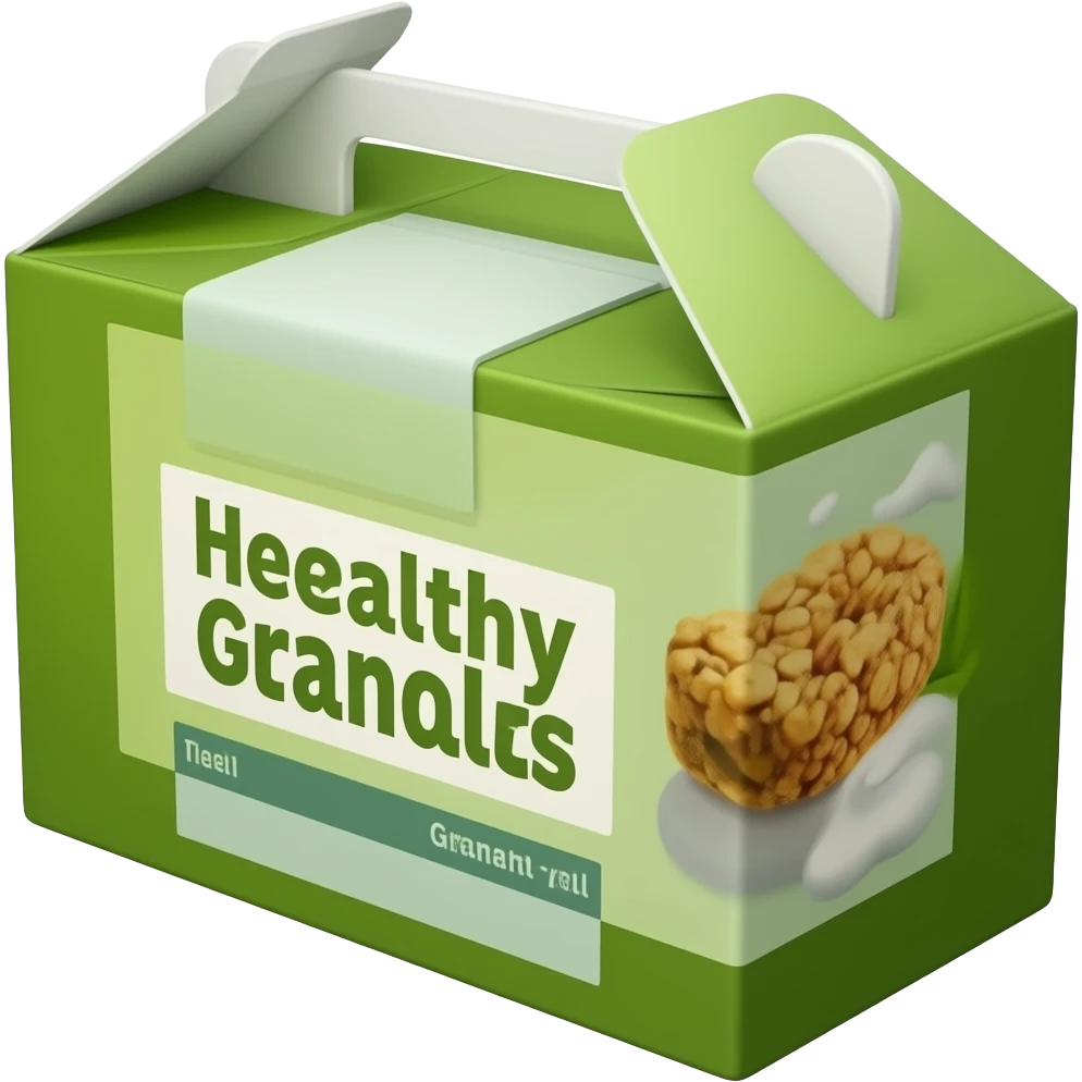 rectangular grocery store green cardboard box of heathy granola bars ...