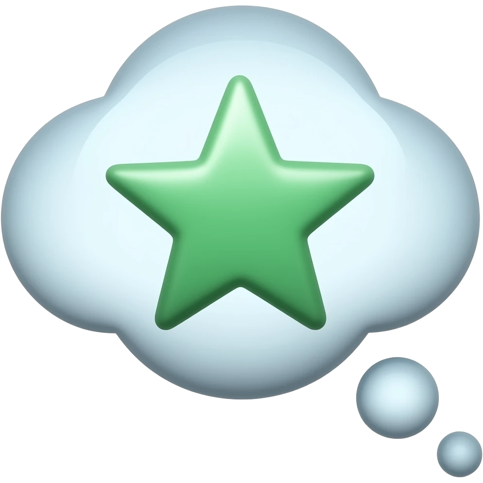 thinking bubble with mint star emoji
