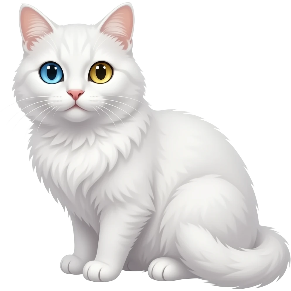 White cat with blue and golden eyes emoji