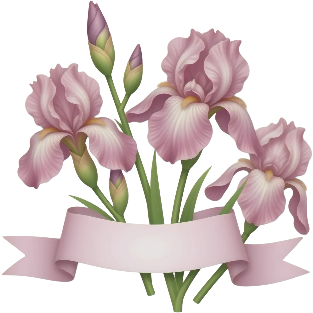 Pink irises with a ribbon emoji