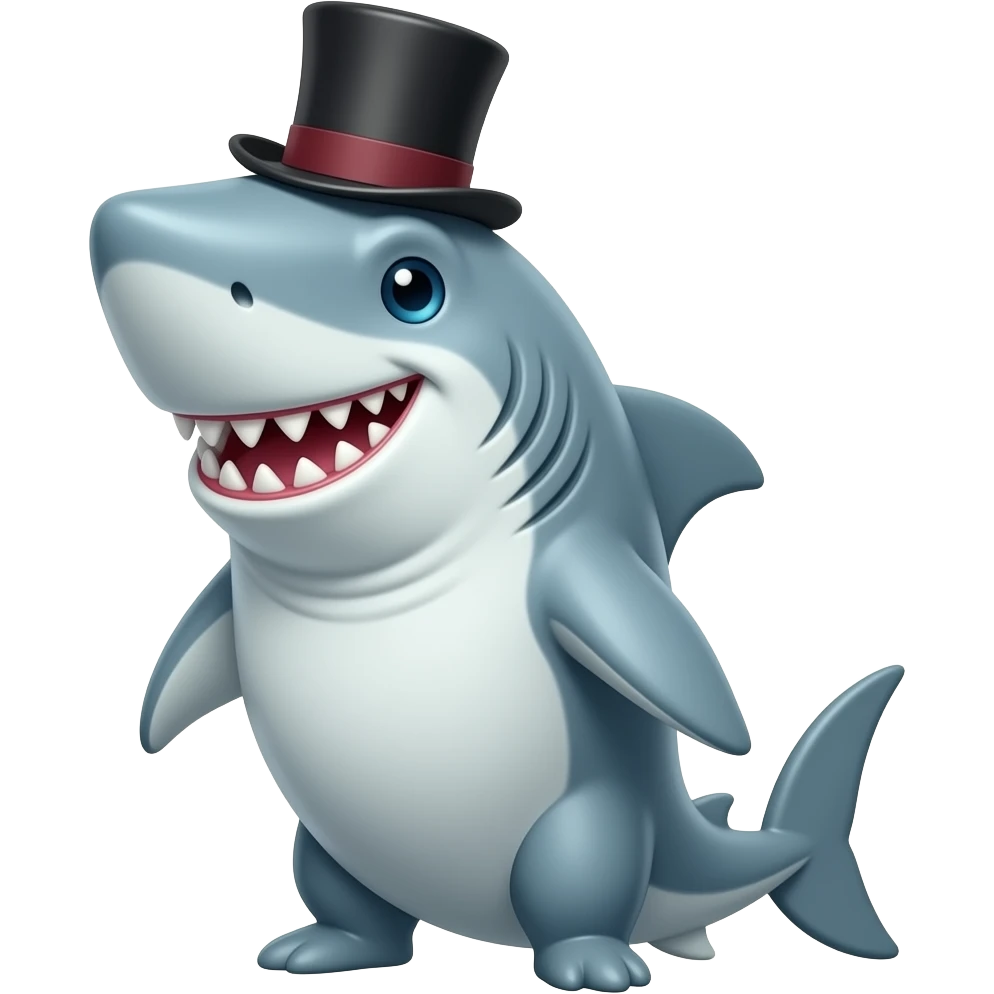 Shark with a top hat emoji