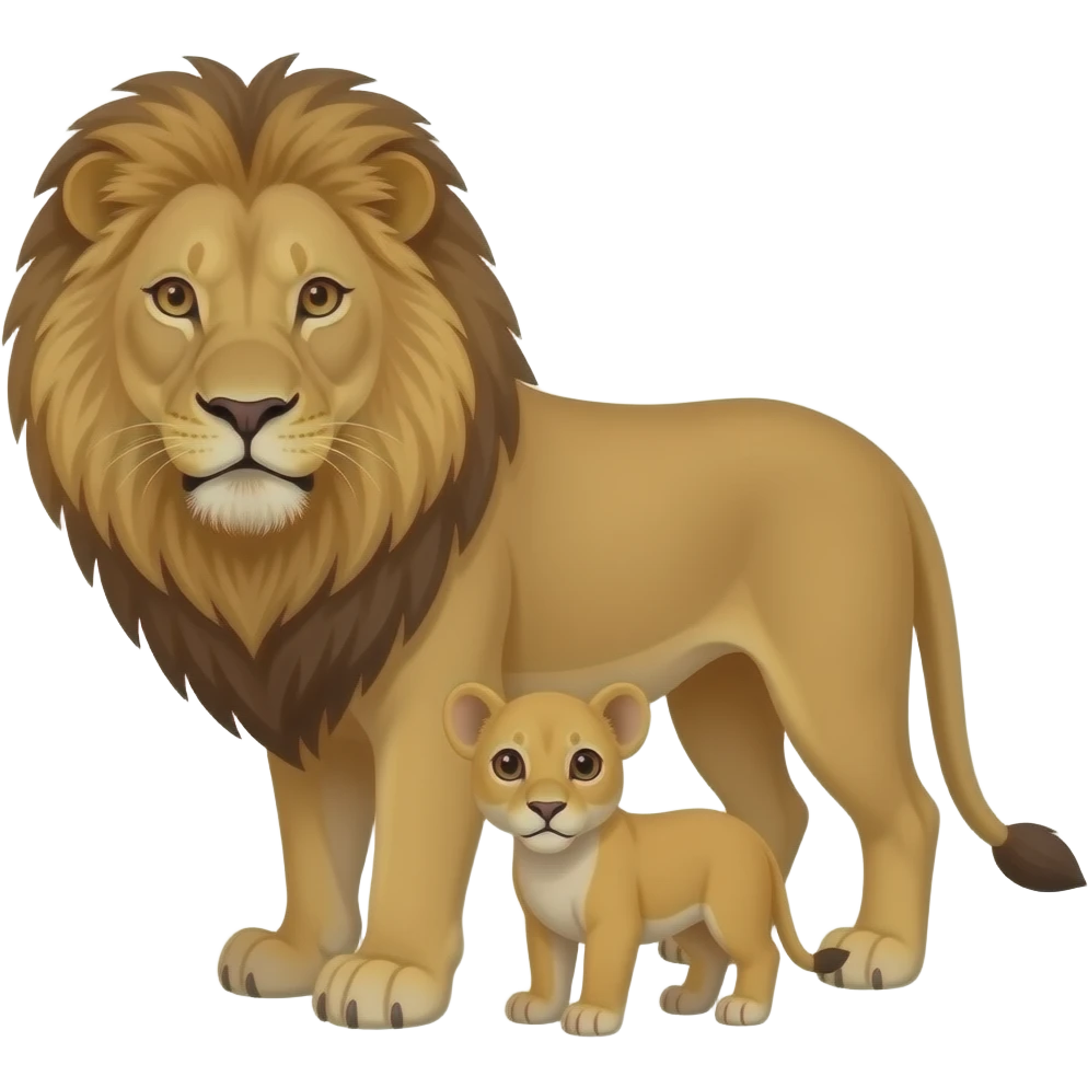 Lion and lioness and cub emoji