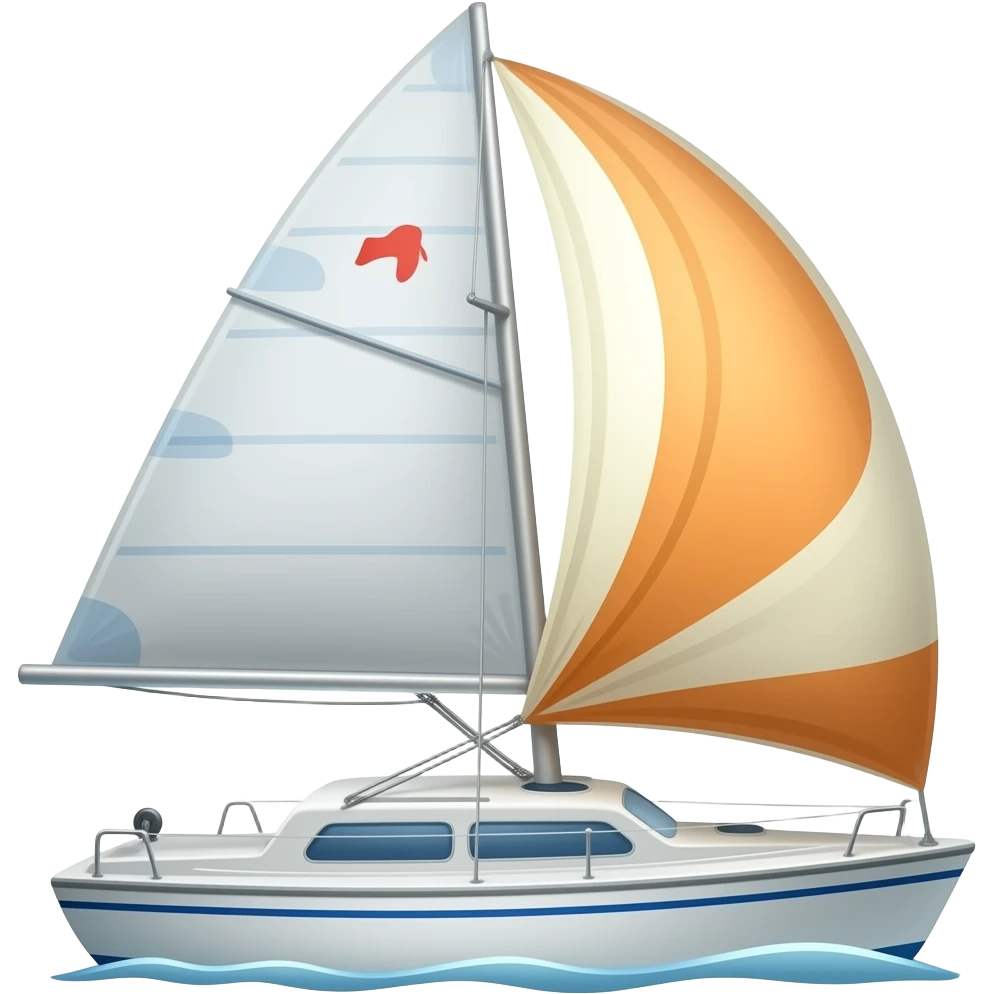 two-man sailing dinghy with spinnacker emoji