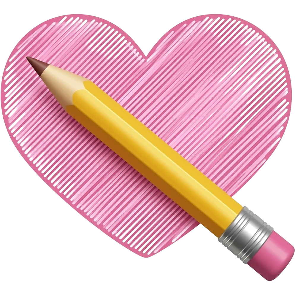 pencil writing on a heart emoji
