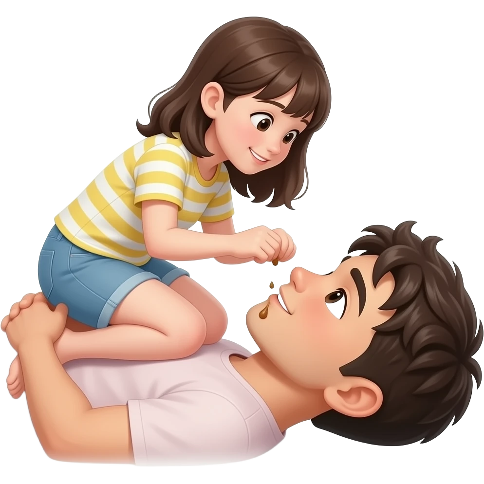 girl sit on boy face and shitand sufcat emoji