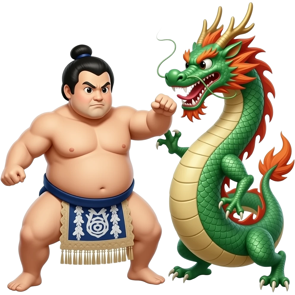 sumo wrestler vs dragon emoji