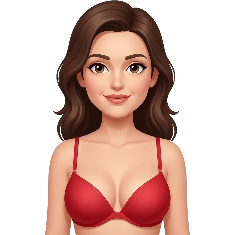 امرأه ترتدي حمالة صدر حمراء وبشرتها بيضاء وصدر كبير emoji