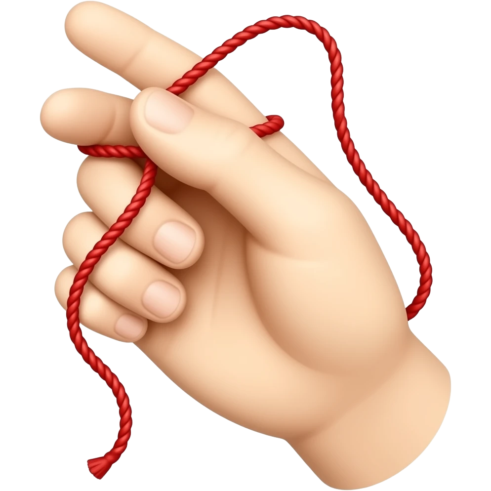 Hand red string theory emoji