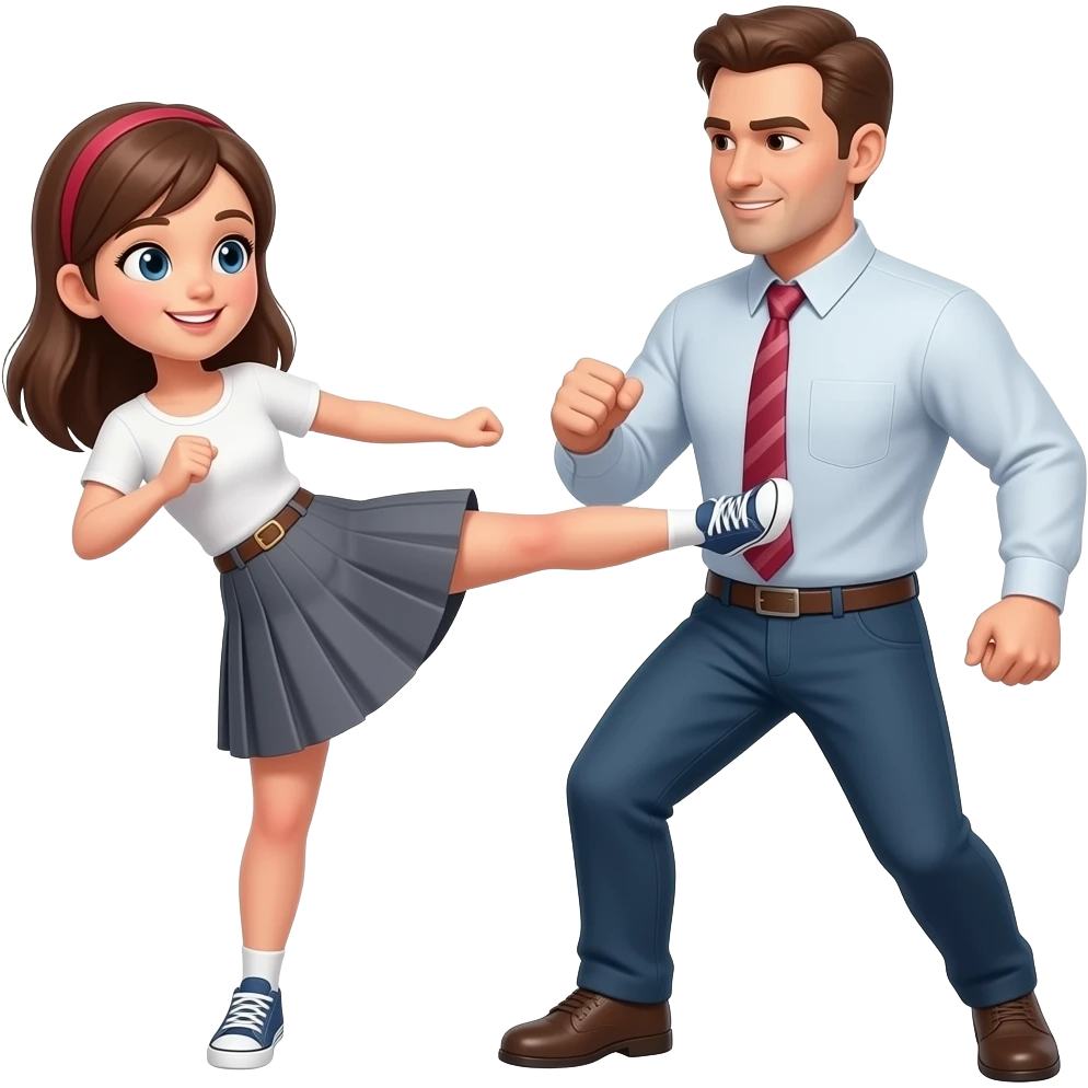 Girl kicking a man’s ass emoji
