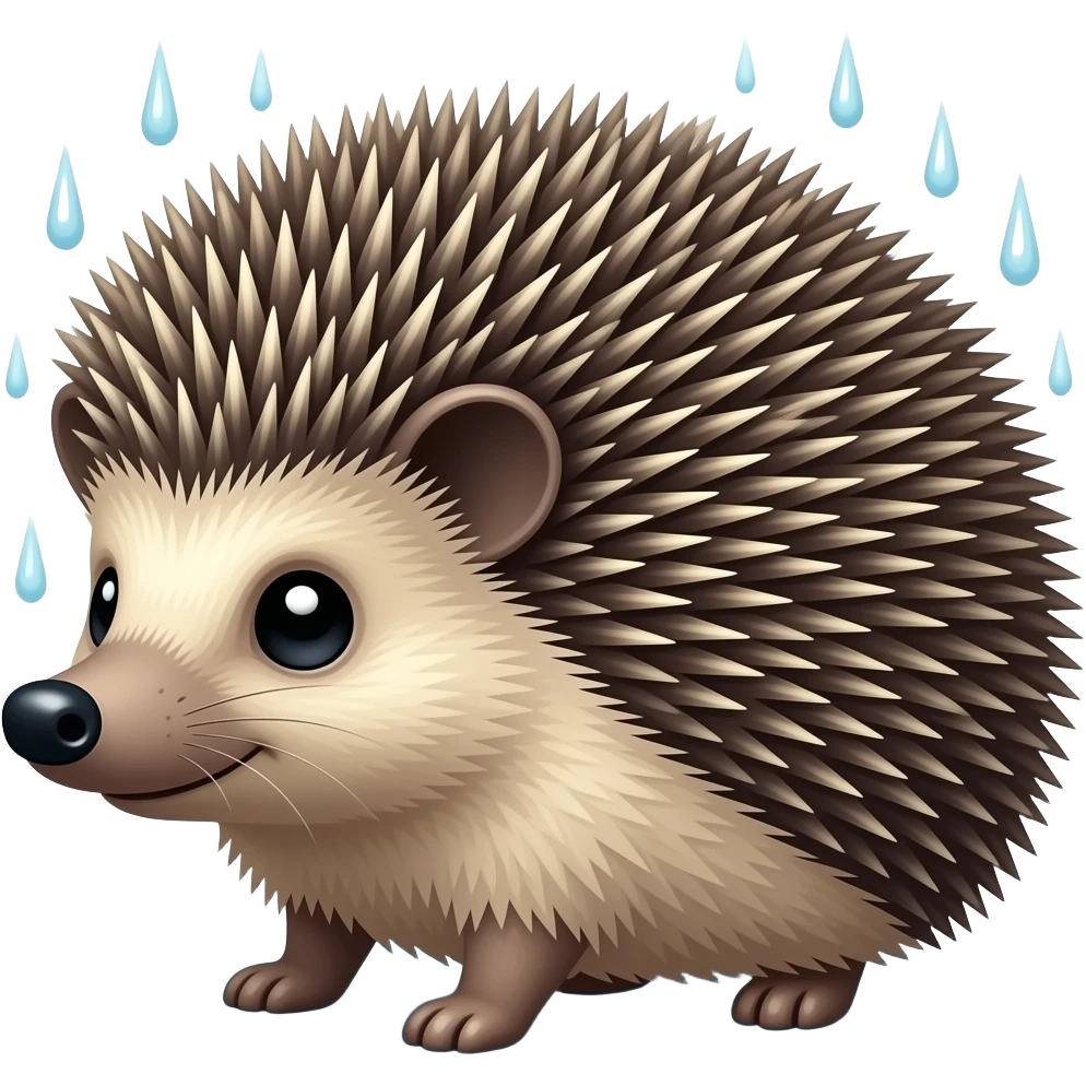 Hedgehog and rain emoji