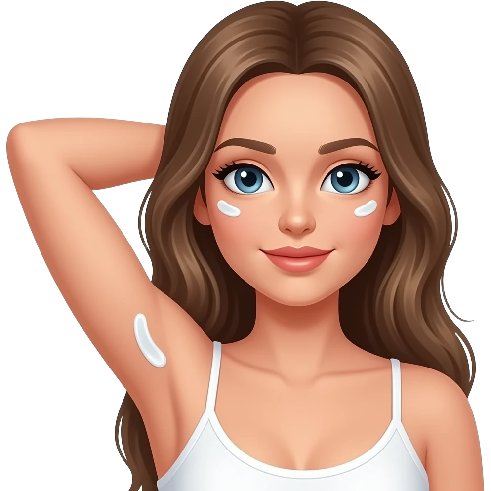 Boneca passando creme nas axilas emoji