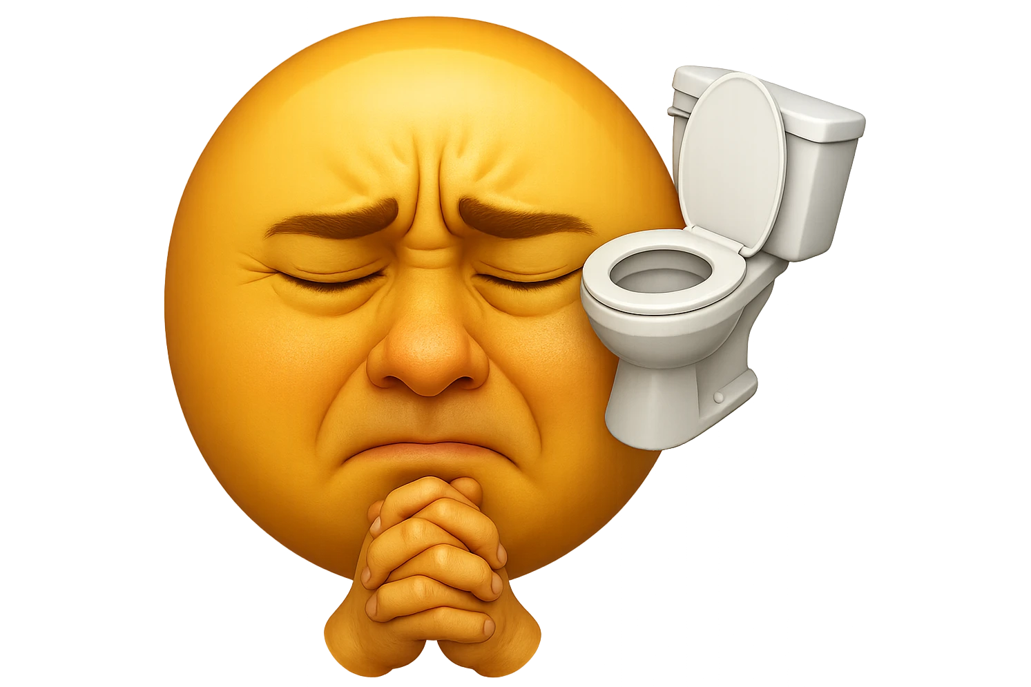 emoji stile iphone che riguarda l'argomento "stipsi/andrò al bagno oggi?", iperrealistico 4k emoji