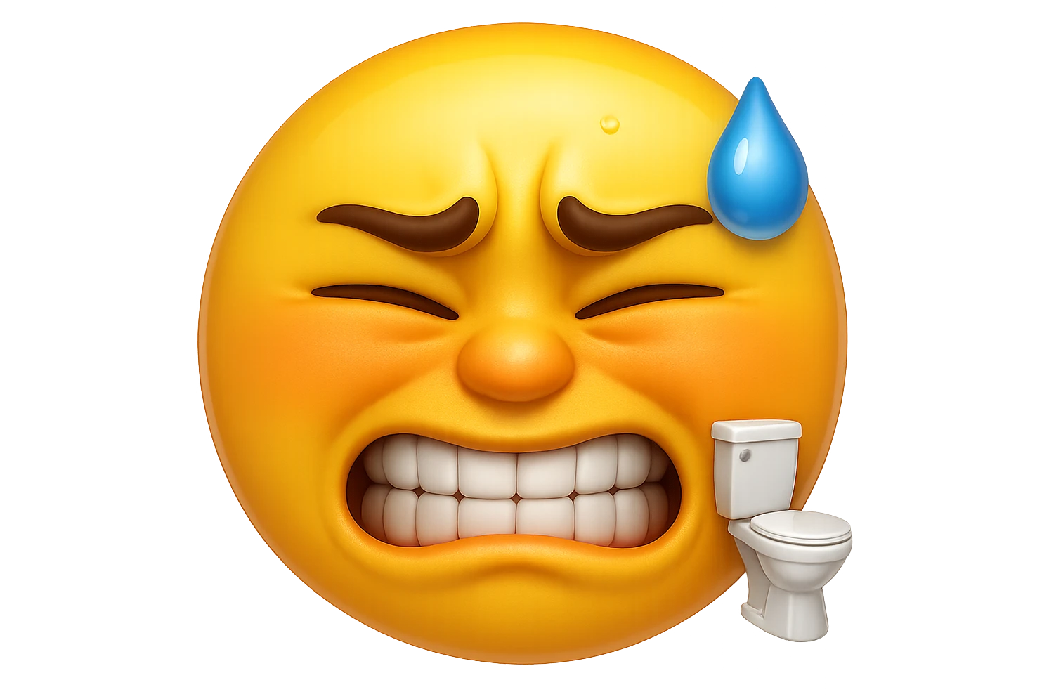 emoji stile iphone che riguarda l'argomento "stipsi/andrò al bagno oggi?", iperrealistico 4k emoji