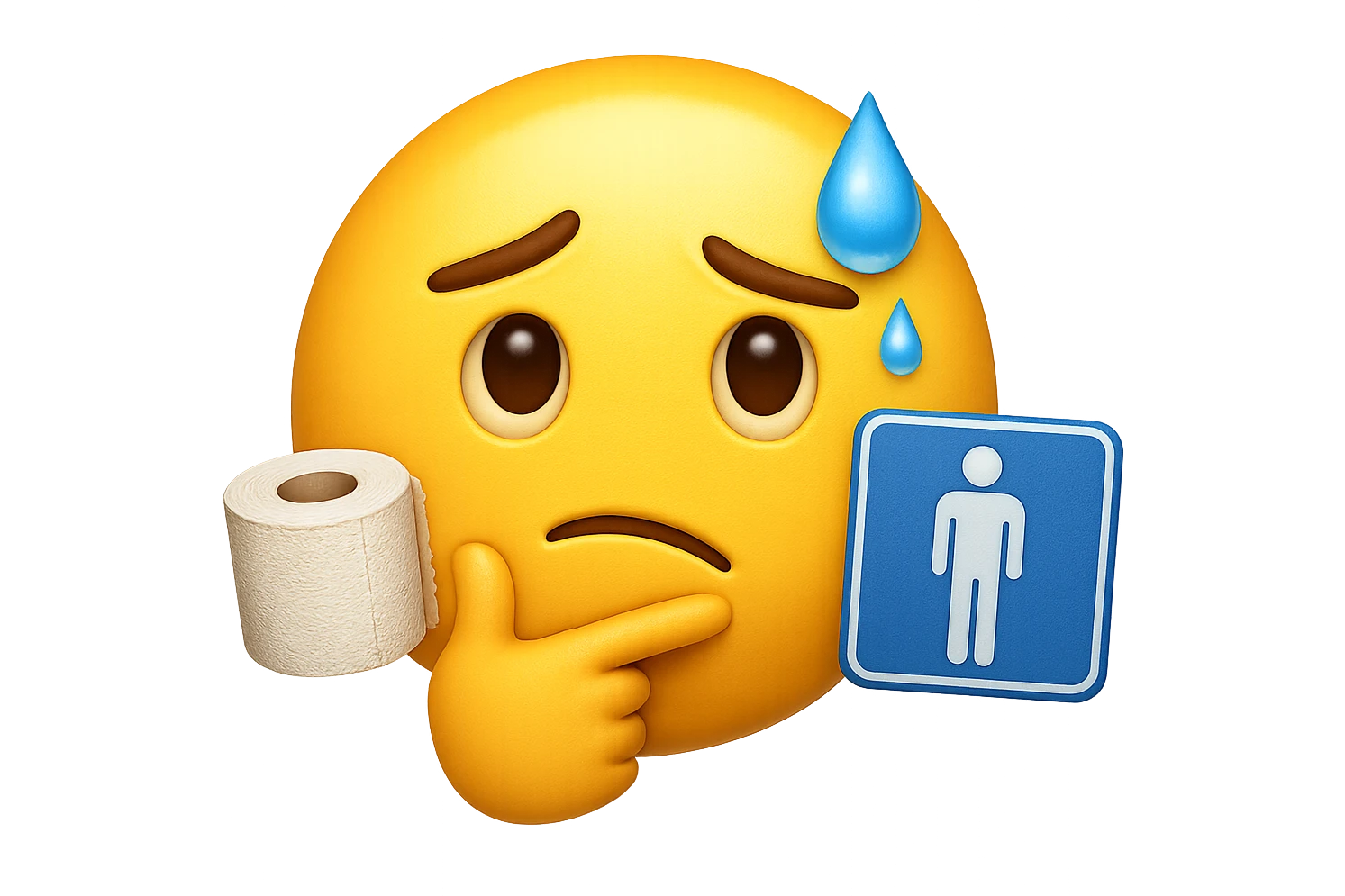 emoji stile iphone che riguarda l'argomento "stipsi/andrò al bagno oggi?", iperrealistico 4k emoji