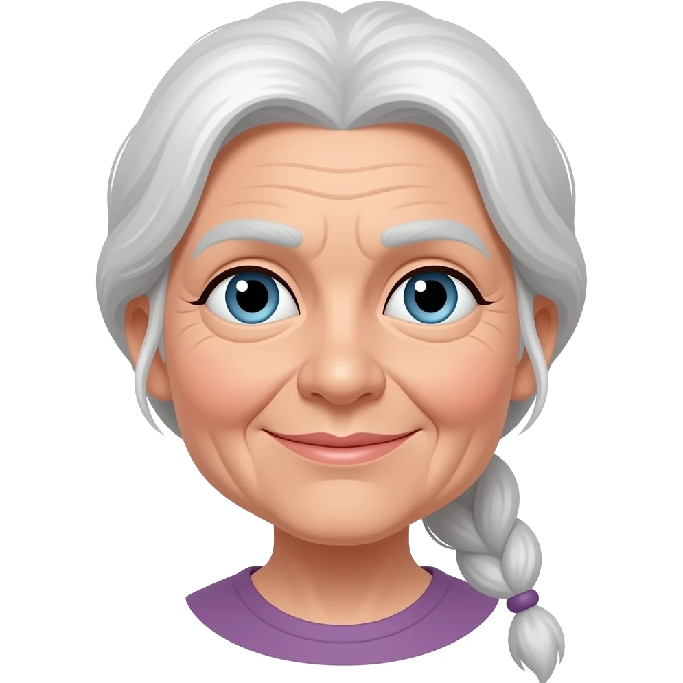 A white-haired grandmother with a long ponytail. emoji