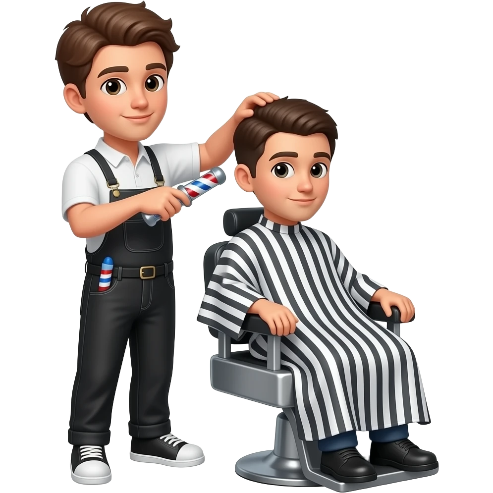 barbero adolescente con barbero joven mas gandecortando cabellio emoji