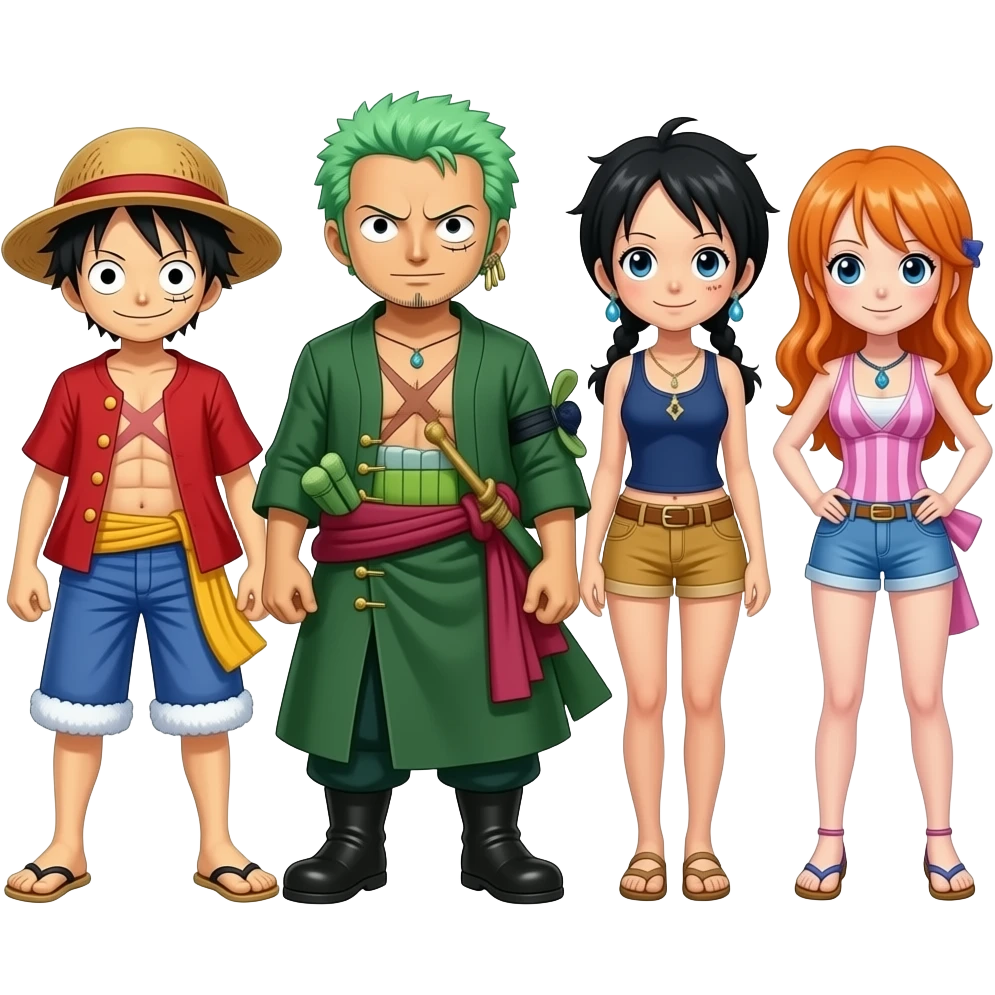 luffy con zoro sanji robin nami emoji