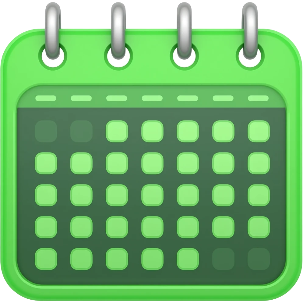 neon green calendar emoji