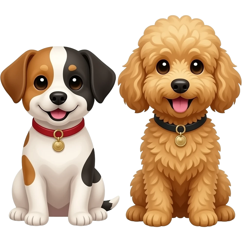 Maltipoo dog with Golden doodle dog emoji