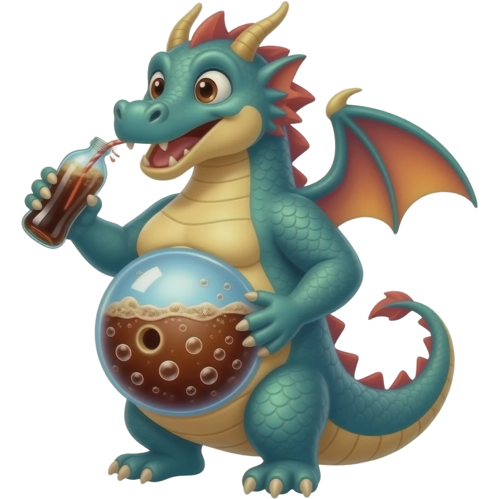 A female eastern dragon,drank too much at the soda games,now she turns into a overinflated water balloon,she is so bloated that her bellybutton pops out into an pregnancy outie,the soda bubbles a lot making a rumbling noise inside her obese tummy,she can not stop burping loudly. emoji