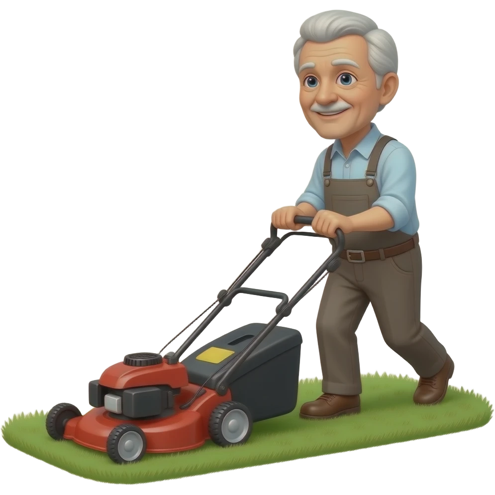 Old man pushing mower emoji