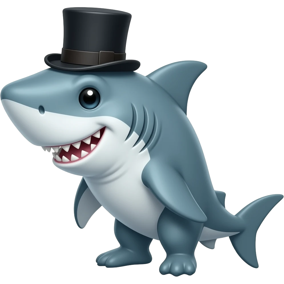 Shark with a top hat emoji