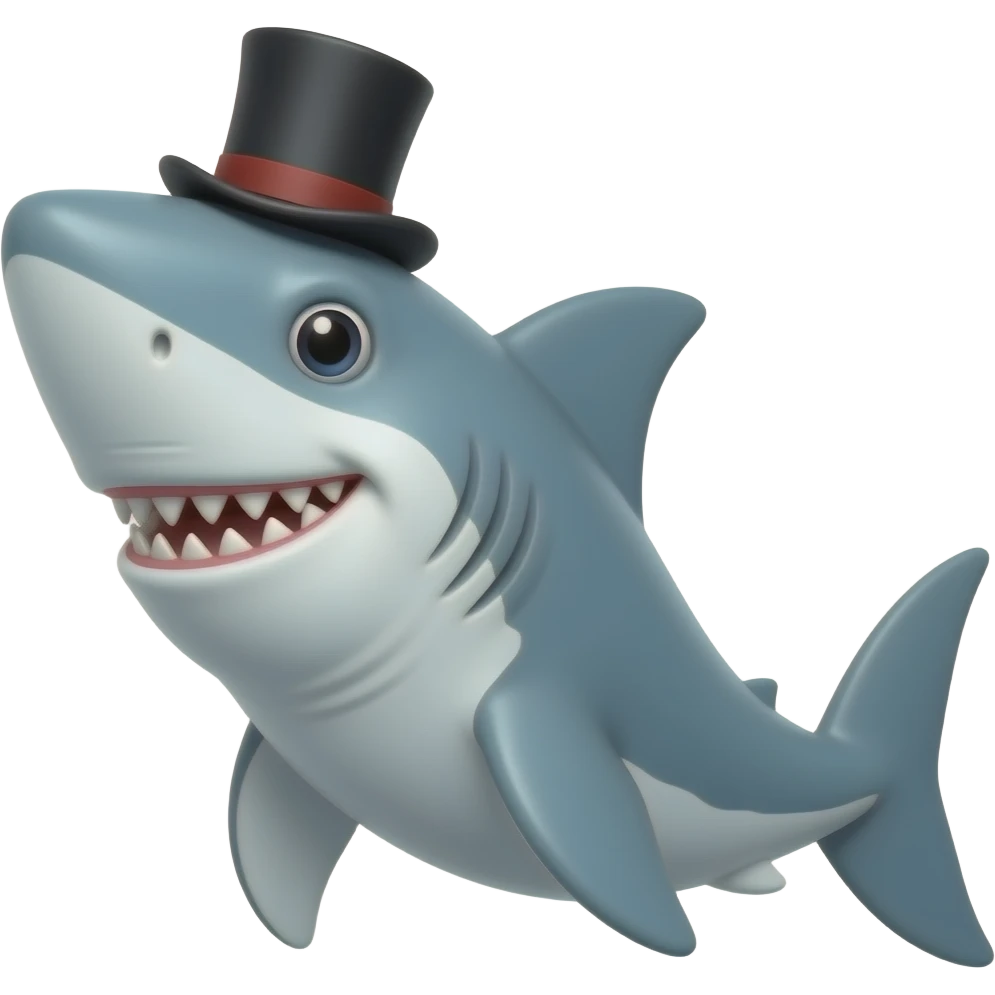 Shark with a top hat emoji